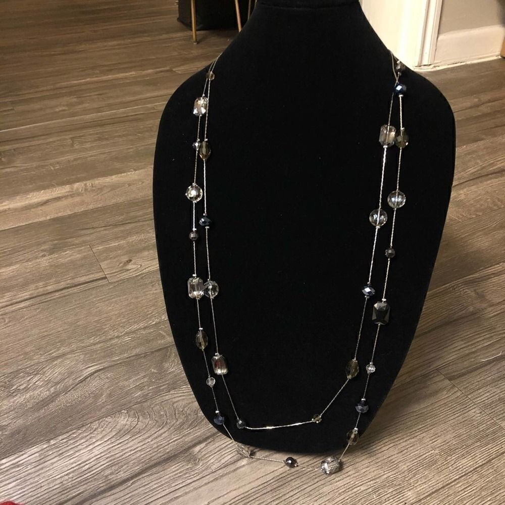 2/$30 Silver Long Two Strand Necklace